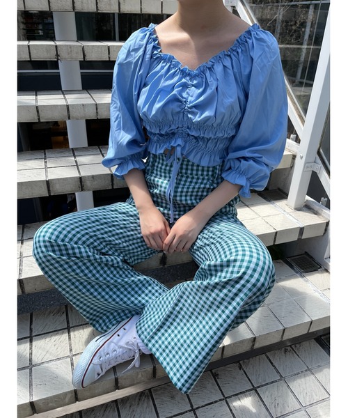 WC（ダブル シー）の「カラーギンガムチェックパンツ（スラックス・レディース・ブルー/ピンク/イエロー・FREE）」の11枚目の写真