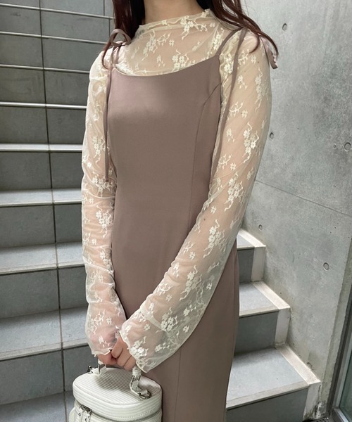 one after another NICE CLAUP（ワンアフターアナザーナイスクラップ）の「レースflowerインナー（Tシャツ/カットソー・レディース・ブラック/ベージュ/アイボリー/ホワイト系その他・FREE）」の17枚目の写真