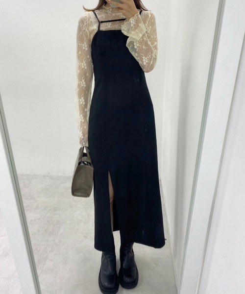 one after another NICE CLAUP（ワンアフターアナザーナイスクラップ）の「レースflowerインナー（Tシャツ/カットソー・レディース・ブラック/ベージュ/アイボリー/ホワイト系その他・FREE）」の9枚目の写真