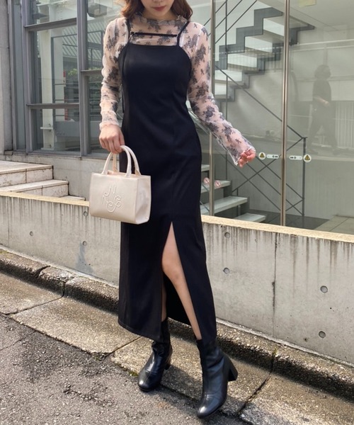 one after another NICE CLAUP（ワンアフターアナザーナイスクラップ）の「レースflowerインナー（Tシャツ/カットソー・レディース・ブラック/ベージュ/アイボリー/ホワイト系その他・FREE）」の5枚目の写真