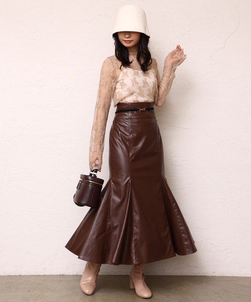 one after another NICE CLAUP（ワンアフターアナザーナイスクラップ）の「レースflowerインナー（Tシャツ/カットソー・レディース・ブラック/ベージュ/アイボリー/ホワイト系その他・FREE）」の6枚目の写真