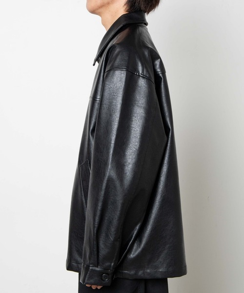 関税込☆【HUGO】オーバーサイズフィット フェイクレザーコート オーバーサイズフィットコート - ブラック | ZARA Japan / 日本