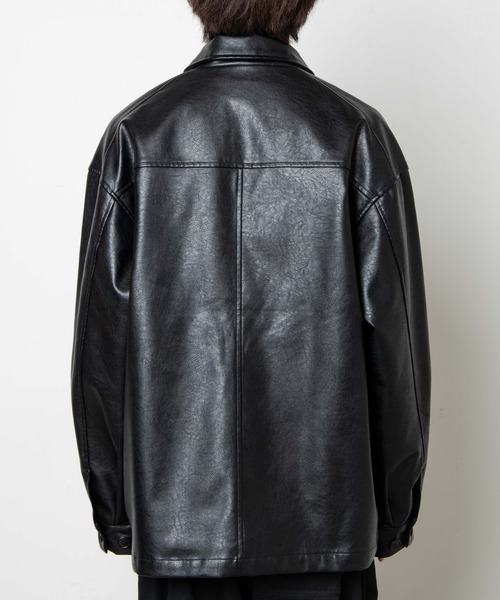 WEGO（ウィゴー）の「WEGO/フェイクレザーカーコート（カバーオール・メンズ・ブラック・FREE）」の6枚目の写真