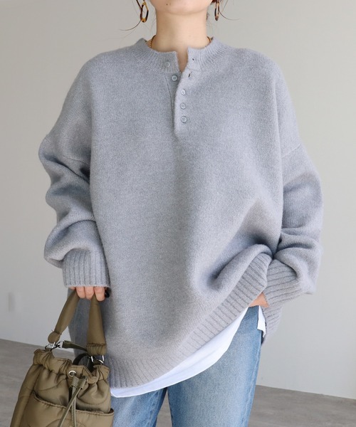 ヘンリーネックニットプルオーバー（ニット/セーター）｜reca（レカ