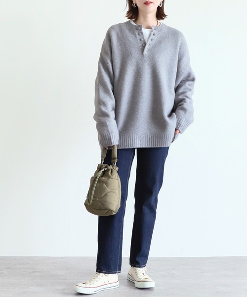 reca（レカ）の「ヘンリーネックニットプルオーバー（ニット/セーター・レディース・グレー系/ミント/アイボリー/ブルー系・FREE）」の10枚目の写真
