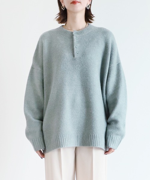 reca（レカ）の「ヘンリーネックニットプルオーバー（ニット/セーター・レディース・グレー系/ミント/アイボリー/ブルー系・FREE）」の14枚目の写真