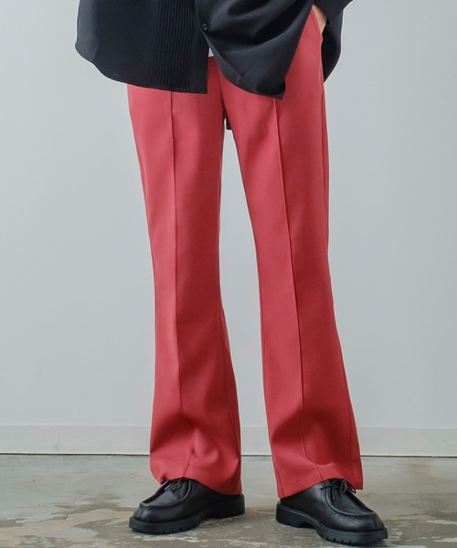 improves（インプローブス）の「【improves】スーツ地 フレアカット ピンタック カラーパンツ（スラックス・メンズ・グリーン/レンガ/レッド/マスタード/グレー/ブラック・SMALL/MEDIUM/LARGE）」の6枚目の写真