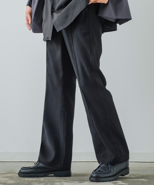 improves（インプローブス）の「【improves】スーツ地 フレアカット ピンタック カラーパンツ（スラックス・メンズ・グリーン/レンガ/レッド/マスタード/グレー/ブラック・SMALL/MEDIUM/LARGE）」の2枚目の写真