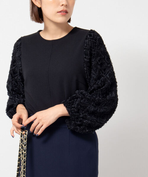 NOLLEY’S(ノーリーズ)の「カットジャガードスリーブプルオーバーカットソー(Tシャツ/カットソー・レディース・ネイビー/ブラック/オフホワイト・38)」の7枚目の写真