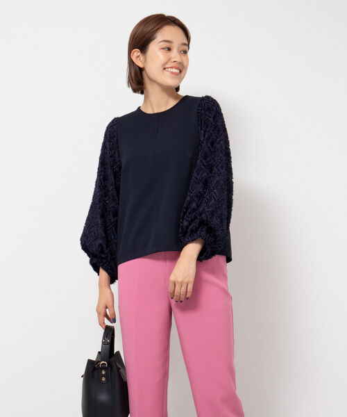 NOLLEY’S(ノーリーズ)の「カットジャガードスリーブプルオーバーカットソー(Tシャツ/カットソー・レディース・ネイビー/ブラック/オフホワイト・38)」の16枚目の写真