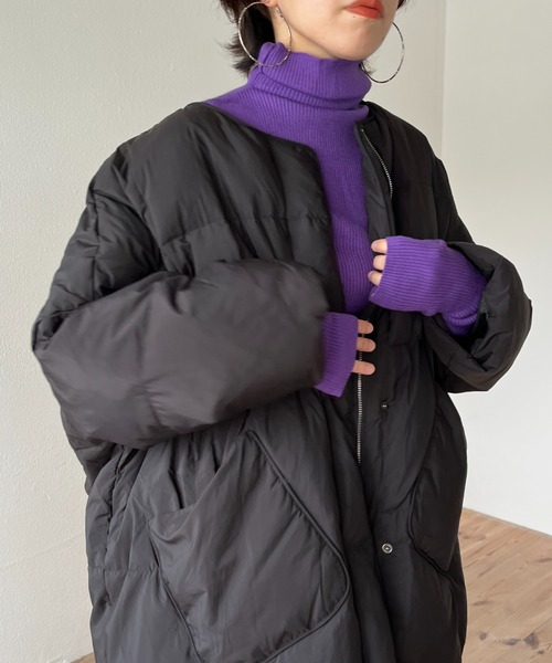 wee9s（ウィークス）の「finger hole rib turtle knit / フィンガーホールリブタートルニット（ニット/セーター・レディース・ホワイト×ブラック/ブラック/グレー/ブルー/パープル/オレンジ/グリーン/ホワイト/ピンク・FREE）」の7枚目の写真