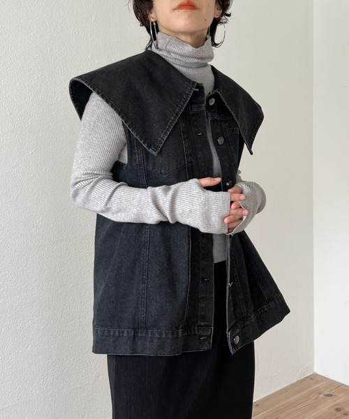 wee9s（ウィークス）の「finger hole rib turtle knit / フィンガーホールリブタートルニット（ニット/セーター・レディース・ホワイト×ブラック/ブラック/グレー/ブルー/パープル/オレンジ/グリーン/ホワイト/ピンク・FREE）」の4枚目の写真