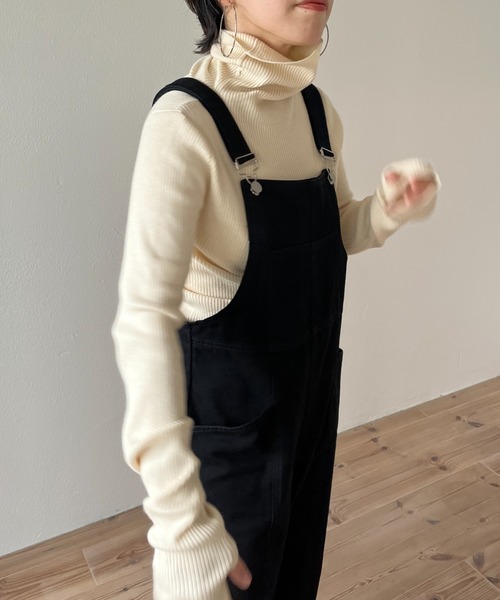 wee9s（ウィークス）の「finger hole rib turtle knit / フィンガーホールリブタートルニット（ニット/セーター・レディース・ホワイト×ブラック/ブラック/グレー/ブルー/パープル/オレンジ/グリーン/ホワイト/ピンク・FREE）」の12枚目の写真