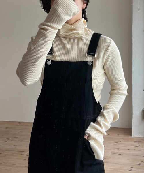 wee9s（ウィークス）の「finger hole rib turtle knit / フィンガーホールリブタートルニット（ニット/セーター・レディース・ホワイト×ブラック/ブラック/グレー/ブルー/パープル/オレンジ/グリーン/ホワイト/ピンク・FREE）」の19枚目の写真