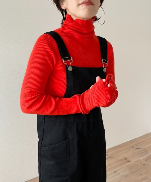 wee9s（ウィークス）の「finger hole rib turtle knit / フィンガーホールリブタートルニット（ニット/セーター・レディース・ホワイト×ブラック/ブラック/グレー/ブルー/パープル/オレンジ/グリーン/ホワイト/ピンク・FREE）」の20枚目の写真