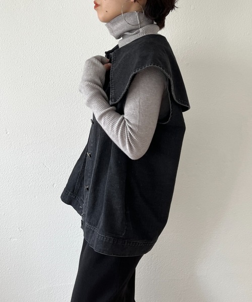 wee9s（ウィークス）の「finger hole rib turtle knit / フィンガーホールリブタートルニット（ニット/セーター・レディース・ホワイト×ブラック/ブラック/グレー/ブルー/パープル/オレンジ/グリーン/ホワイト/ピンク・FREE）」の17枚目の写真