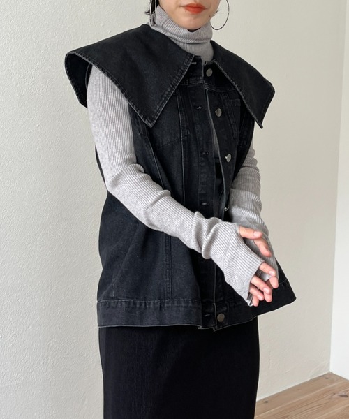 wee9s（ウィークス）の「finger hole rib turtle knit / フィンガーホールリブタートルニット（ニット/セーター・レディース・ホワイト×ブラック/ブラック/グレー/ブルー/パープル/オレンジ/グリーン/ホワイト/ピンク・FREE）」の16枚目の写真