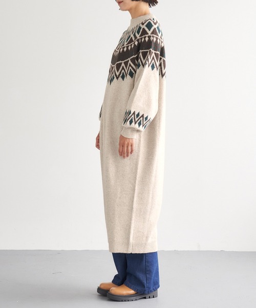 Chaco closet（チャコ クローゼット）の「求心ジャガードニットワンピース（ワンピース・レディース・アイボリー/ブラック・FREE）」の15枚目の写真