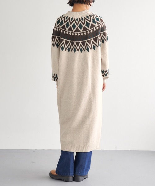 Chaco closet（チャコ クローゼット）の「求心ジャガードニットワンピース（ワンピース・レディース・アイボリー/ブラック・FREE）」の16枚目の写真