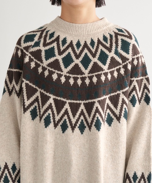 Chaco closet（チャコ クローゼット）の「求心ジャガードニットワンピース（ワンピース・レディース・アイボリー/ブラック・FREE）」の17枚目の写真