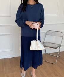 ECLIN（エクラン）の「異素材プリーツ切替スウェットワンピース（ワンピース）」