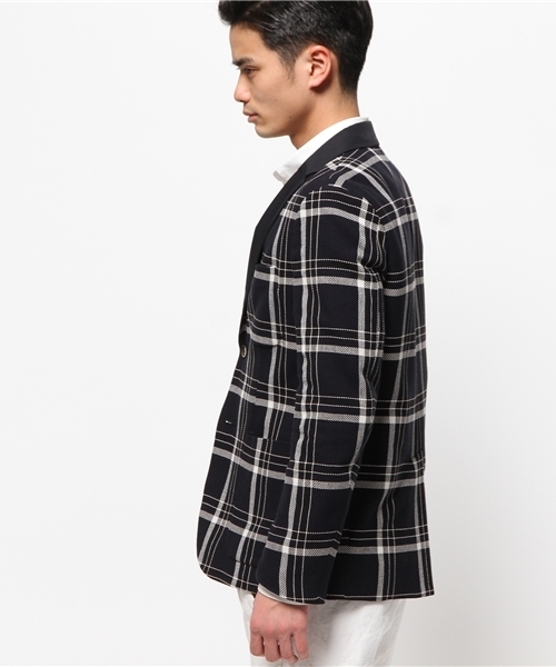 EDIFICE（エディフィス）の「◇カラミメッシュチェックジャケット（テーラードジャケット・メンズ・ネイビー・46/48/44/50）」の3枚目の写真