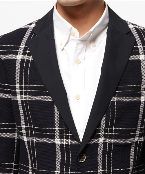 EDIFICE（エディフィス）の「◇カラミメッシュチェックジャケット（テーラードジャケット・メンズ・ネイビー・46/48/44/50）」の6枚目の写真