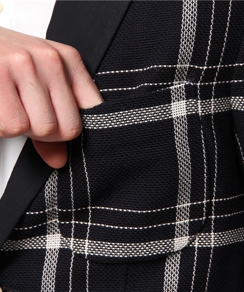 EDIFICE（エディフィス）の「◇カラミメッシュチェックジャケット（テーラードジャケット・メンズ・ネイビー・46/48/44/50）」の8枚目の写真