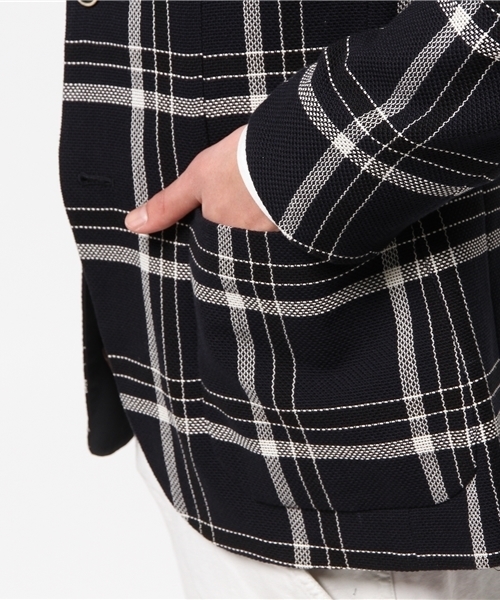 EDIFICE（エディフィス）の「◇カラミメッシュチェックジャケット（テーラードジャケット・メンズ・ネイビー・46/48/44/50）」の9枚目の写真