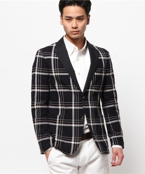 EDIFICE（エディフィス）の「◇カラミメッシュチェックジャケット（テーラードジャケット・メンズ・ネイビー・46/48/44/50）」の14枚目の写真