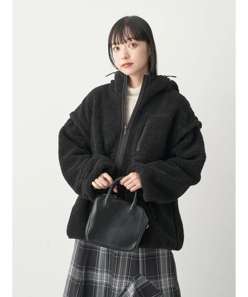 earth music&ecology（アースミュージックアンドエコロジー）の「2WAYボアブルゾン（ブルゾン・レディース・ブラック/ベージュ/モカ・M/L）」の5枚目の写真