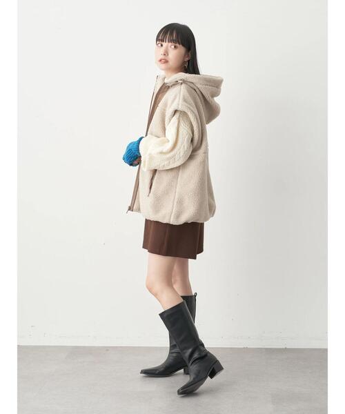 earth music&ecology（アースミュージックアンドエコロジー）の「2WAYボアブルゾン（ブルゾン・レディース・ブラック/ベージュ/モカ・M/L）」の21枚目の写真