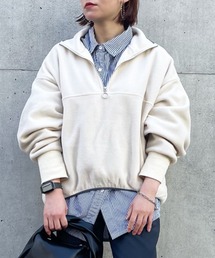 SETUP7 | リングファスナーがスッキリ見え。あったかトレーナー。【MAISON BREEZE】ハーフジップフリースブルオーバー(スウェット)