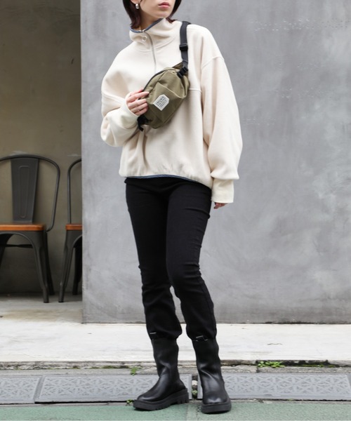 SETUP7（セットアップセブン）の「リングファスナーがスッキリ見え。あったかトレーナー。【SETUP7】ハーフジップフリースブルオーバー（スウェット・レディース・グレー系1/グレー系その他2/アイボリー/ブラック/アイボリー系2・FREE）」の11枚目の写真