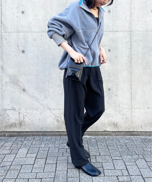 SETUP7（セットアップセブン）の「リングファスナーがスッキリ見え。あったかトレーナー。【SETUP7】ハーフジップフリースブルオーバー（スウェット・レディース・グレー系1/グレー系その他2/アイボリー/ブラック/アイボリー系2・FREE）」の17枚目の写真