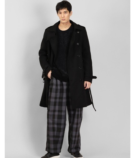 semantic design（セマンティックデザイン）の「セマンティックデザイン/semantic design ウールライク ダブルトレンチコート（トレンチコート・メンズ・ブラック/ベージュ・MEDIUM/LARGE/S/X-LARGE）」の2枚目の写真