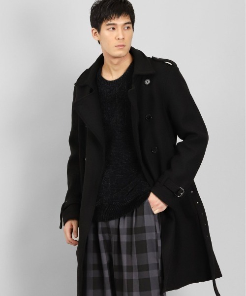 semantic design（セマンティックデザイン）の「セマンティックデザイン/semantic design ウールライク ダブルトレンチコート（トレンチコート・メンズ・ブラック/ベージュ・MEDIUM/LARGE/S/X-LARGE）」の12枚目の写真