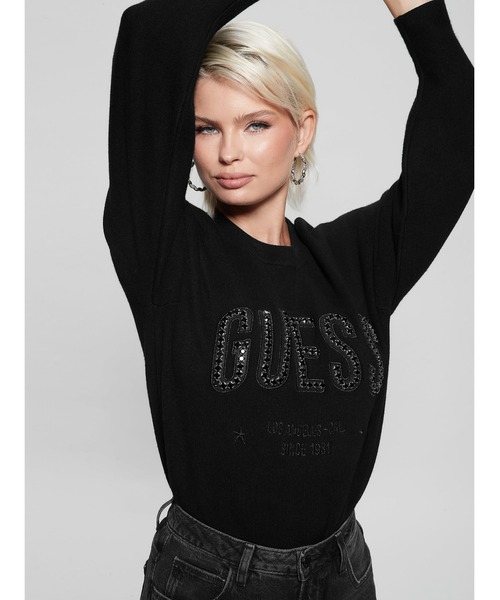 Guess(ゲス)の「Estelle Logo Sweater(ニット/セーター・レディース・ブラック・SMALL/MEDIUM/X-SMALL)」の4枚目の写真