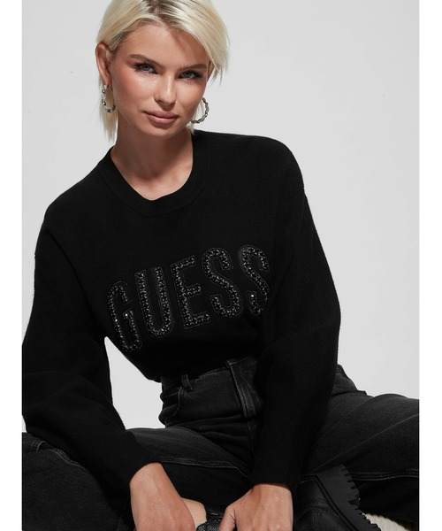 Guess(ゲス)の「Estelle Logo Sweater(ニット/セーター・レディース・ブラック・SMALL/MEDIUM/X-SMALL)」の3枚目の写真