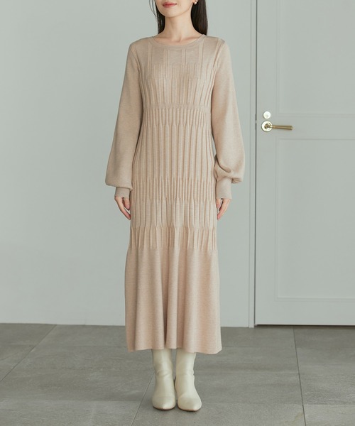 【洗える】ランダムリブマーメイドニットワンピース