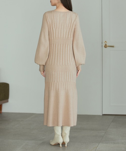【洗える】ランダムリブマーメイドニットワンピース