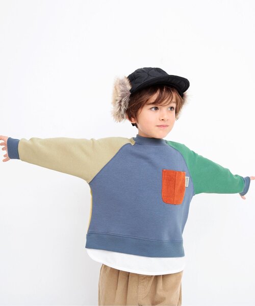 BREEZE（ブリーズ）の「あったかレイヤードトレーナー（スウェット・キッズ・ベージュ/レインボー/イエロー/チャコール/ブルー/グリーン/ピンク・100/110/130/140/90/120/80）」の7枚目の写真