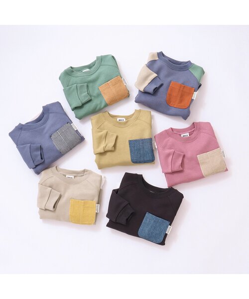 BREEZE（ブリーズ）の「あったかレイヤードトレーナー（スウェット・キッズ・ベージュ/レインボー/イエロー/チャコール/ブルー/グリーン/ピンク・100/110/130/140/90/120/80）」の10枚目の写真