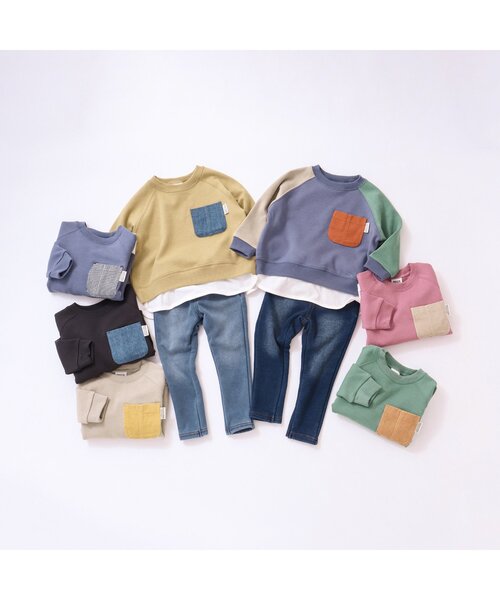 BREEZE（ブリーズ）の「あったかレイヤードトレーナー（スウェット・キッズ・ベージュ/レインボー/イエロー/チャコール/ブルー/グリーン/ピンク・100/110/130/140/90/120/80）」の11枚目の写真