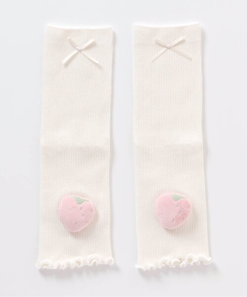 apres les cours（アプレレクール）の「いちご&きょうりゅうモチーフレッグウェア（レッグウォーマー・キッズ・ピンク/アイボリー/ミント/ベージュ・90）」の2枚目の写真