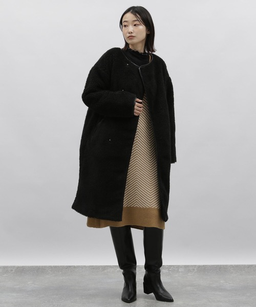 LAKOLE（ラコレ）の「パイピングボアコート / 178407（ノーカラーコート・レディース・アイボリー/ブラック/ブラウン系その他・MEDIUM/SMALL）」の12枚目の写真