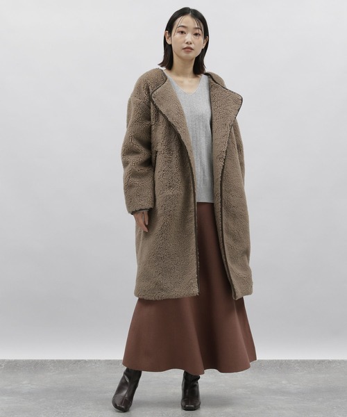 LAKOLE（ラコレ）の「パイピングボアコート / 178407（ノーカラーコート・レディース・アイボリー/ブラック/ブラウン系その他・MEDIUM/SMALL）」の20枚目の写真