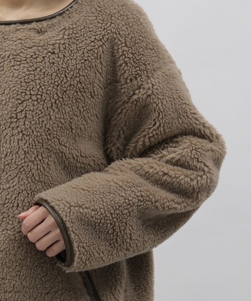 LAKOLE（ラコレ）の「パイピングボアコート / 178407（ノーカラーコート・レディース・アイボリー/ブラック/ブラウン系その他・MEDIUM/SMALL）」の21枚目の写真