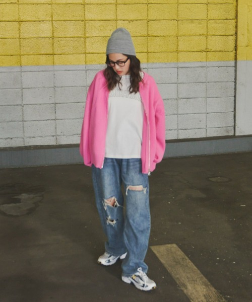 Auntie Rosa Holiday（アンティローザホリデー）の「フルジップニットオーバーカーディガン（カーディガン/ボレロ・レディース・ブラック/ピンク/アイボリー・FREE）」の21枚目の写真