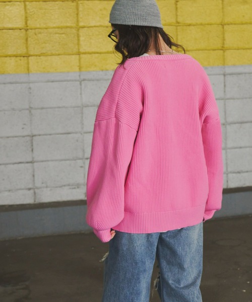 Auntie Rosa Holiday（アンティローザホリデー）の「フルジップニットオーバーカーディガン（カーディガン/ボレロ・レディース・ブラック/ピンク/アイボリー・FREE）」の8枚目の写真